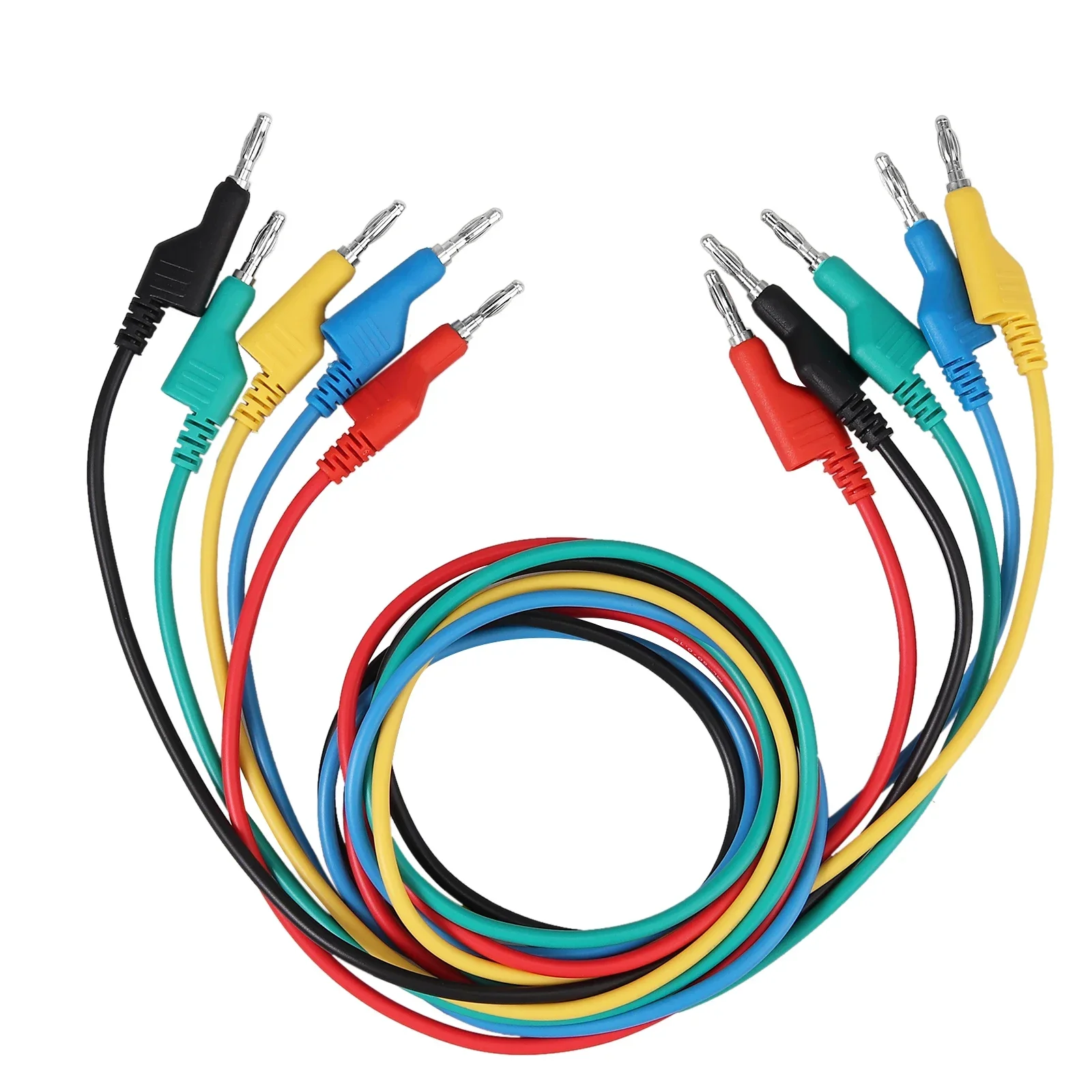 

5Pcs 1000V/15A Banana to Banana Plug Test Lead Set 5Color 4mm Stackable Banana Plug Multimeter Test Leads for Electrical Testing