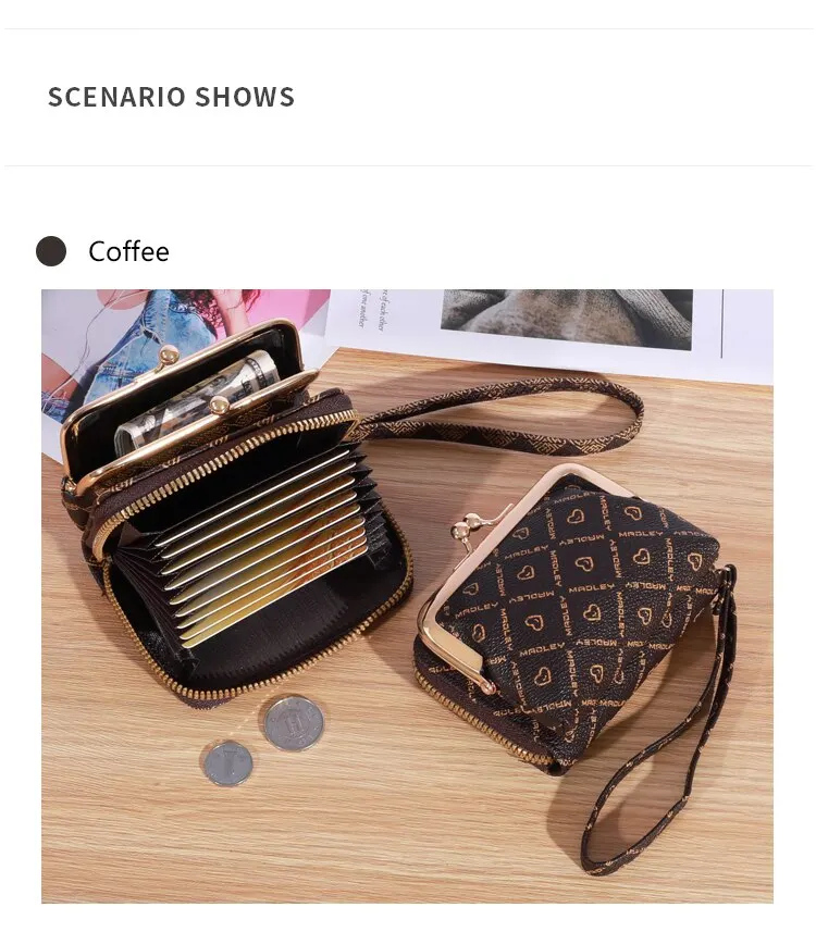 محفظة جديدة للنساء بحزام معصم قصير على شكل زهرة قديمة بدون محفظة ذات سعة كبيرة ومشبك للعملات المعدنية وحقيبة بطاقات متعددة ومشبك نقود #6