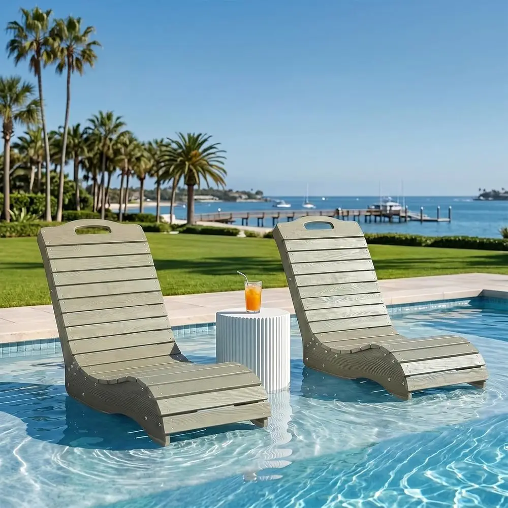 

Set of 2 S-Shape Outdoor Pool Lounge Chairs with Wheels for Patio, Deck, or Beach