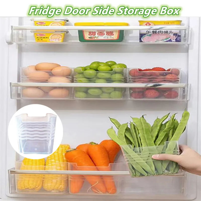 

Fridge Door Side Storage Box Refrigerator Food Fresh Keeping Box Container Vegetable Spice Food Case Kitchen Storage Organizer