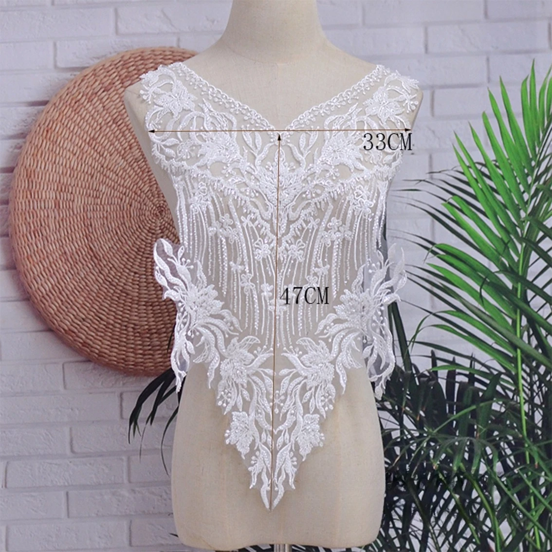 New beige nail bead mesh chest flower women's clothing accessories sewing wedding dresses evening gowns clothing lace fabric
