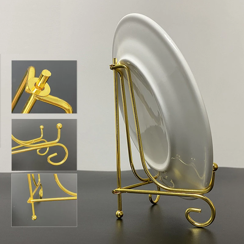 Iron Display Stand Metal Easel Stand for Picture Frame Decorative Plate Book Photo Anti-Slip Display Dish Rack Shelf Home Decor