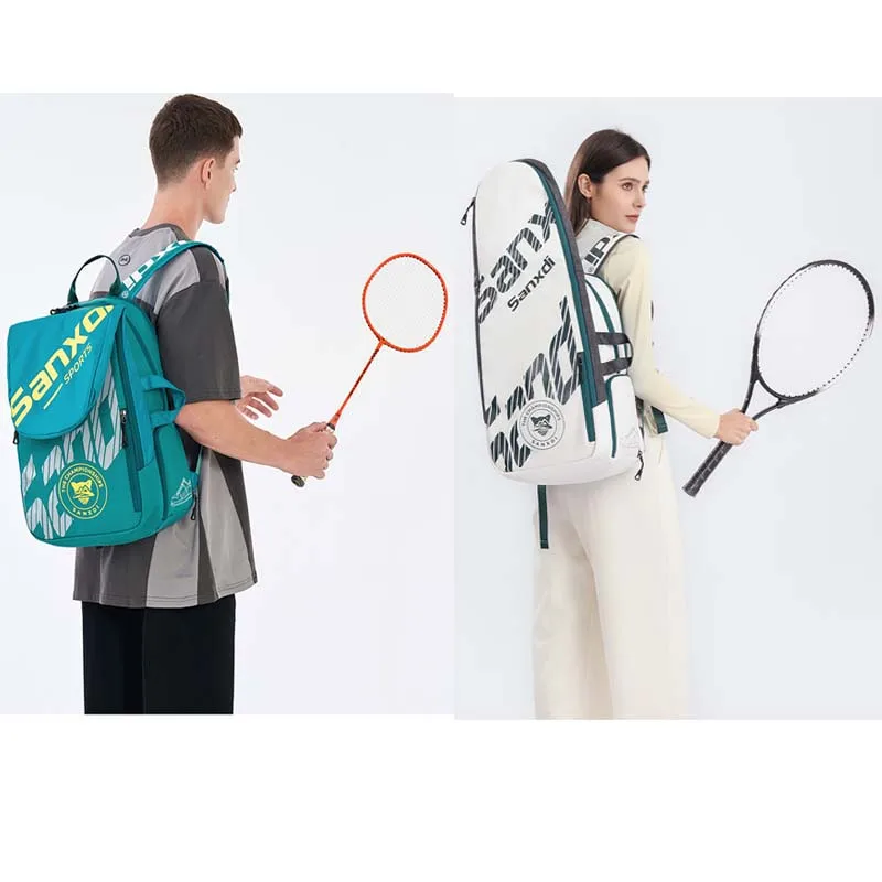 3R Tennis Racquet Backpack SANXDI Unisex Badminton Racket Bag Large Capacity Folded Shoes Compartment Tennis Squash Racquet Bags