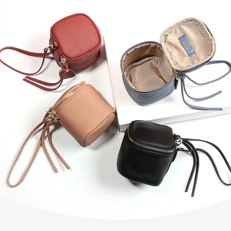 2024 New Leather Ladies Fashion Cosmetic Holding Bucket Mini Dice Bag Coin Purse Women