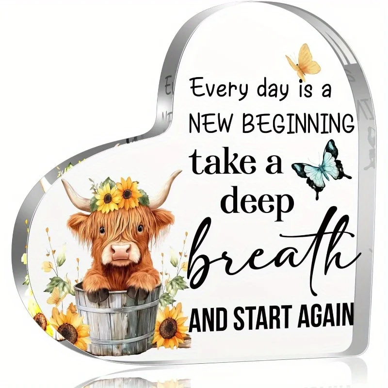 Spring Decor: Highland Cow Acrylic Keepsake, 