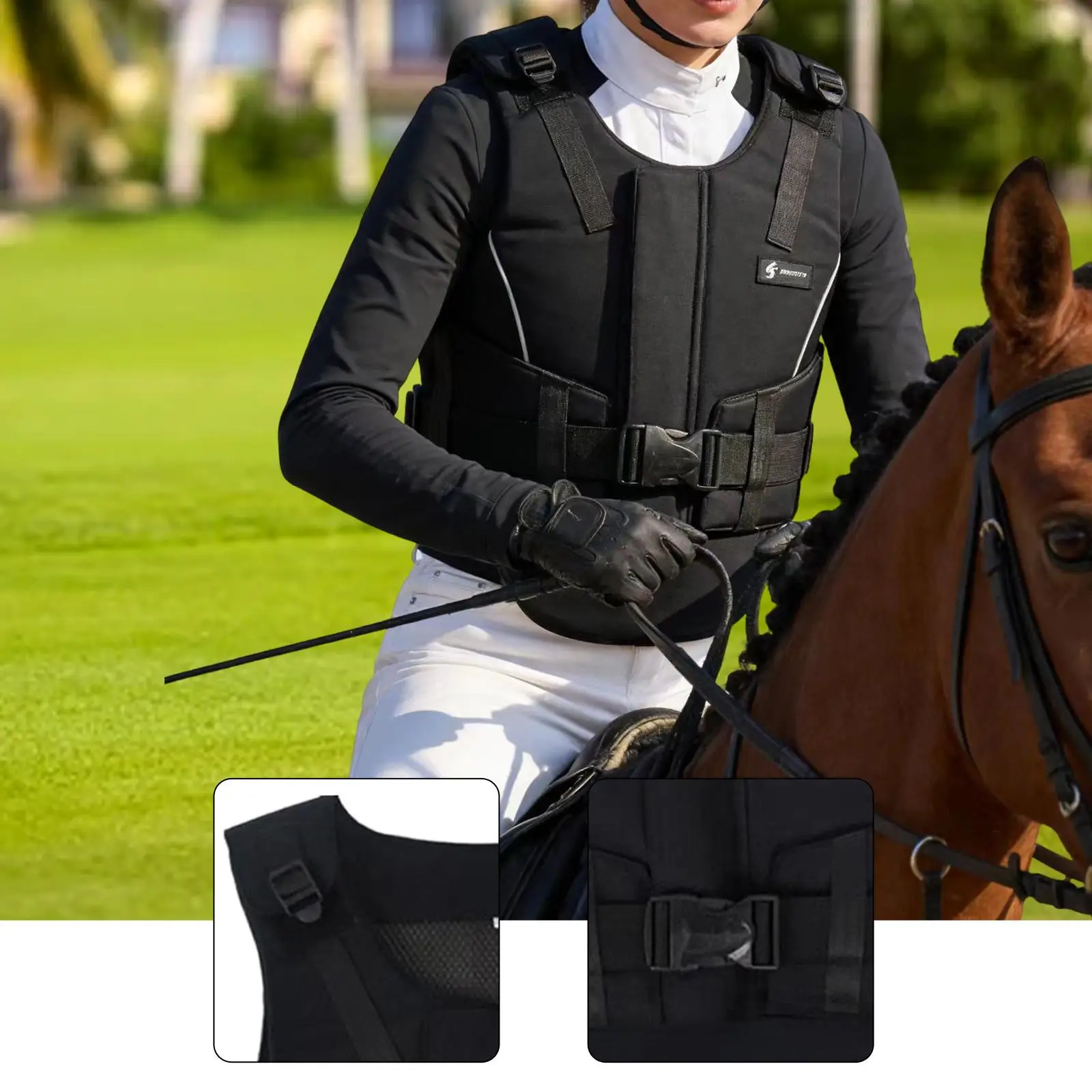 

Comfortable Equestrian Vest Polypropylene Mesh Cloth Shock Absorption Waistcoat for Horse Riding Boys Girls Men Women