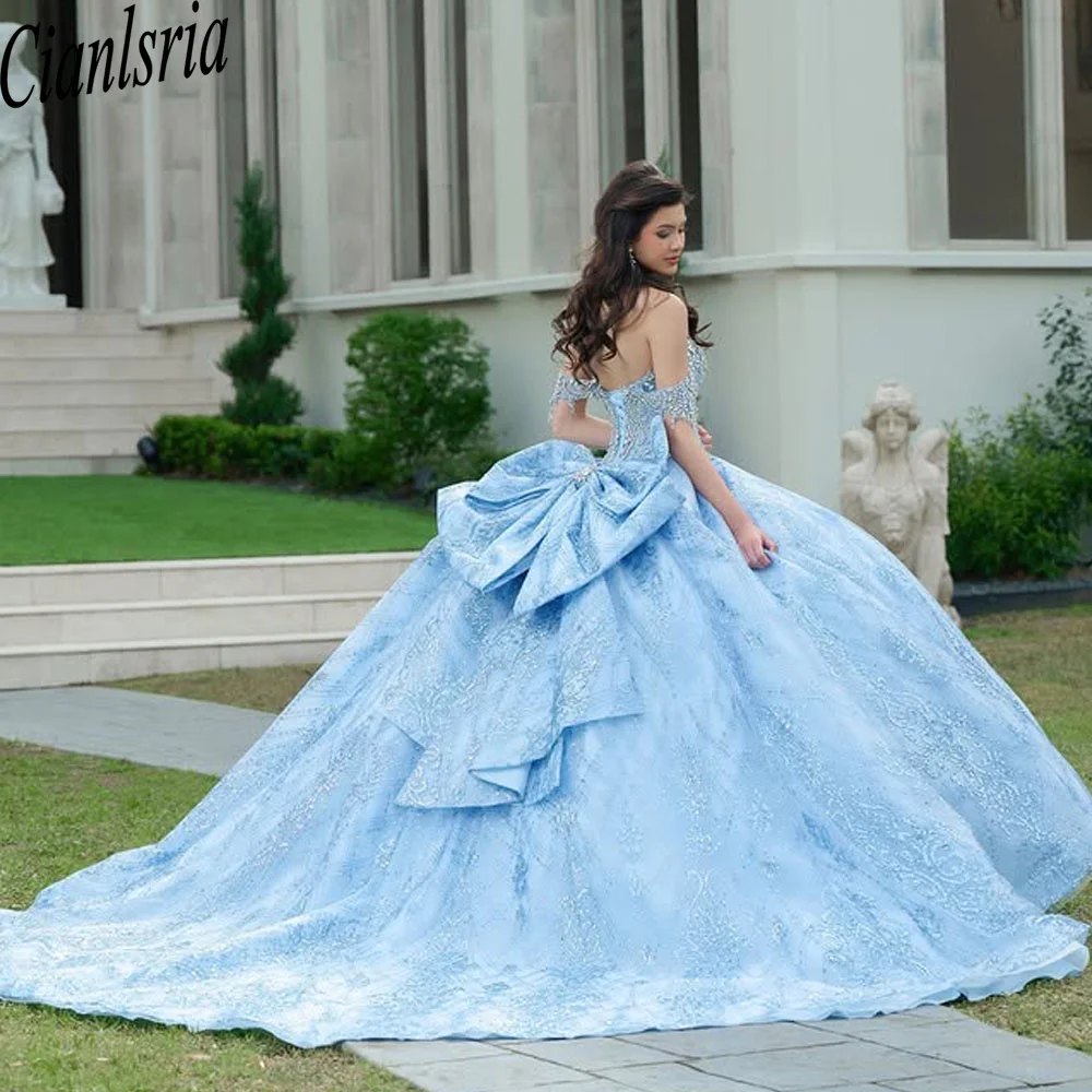 

Блестящее бальное платье Quinceanera, платья для девочек, на шнуровке с открытыми плечами, Vestidos De 15, Quinceanera Morado, по индивидуальному заказу