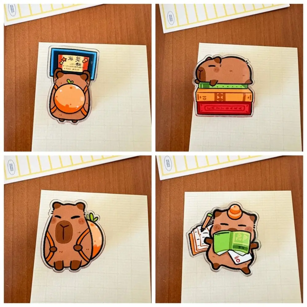 Office Supplies Creative Cute Paper Clip Lovely Decorative Capybara Acrylic Clip Kawaii Double Sided Binding Sealing Clamp Kids