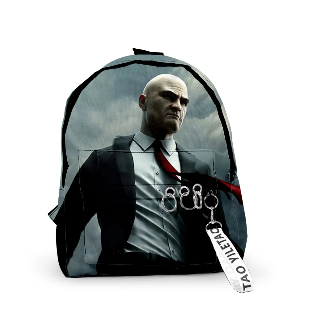 

Hip Hop Youthful Game Hitman School Bags Notebook Backpacks Boys/Girls 3D Print Oxford Waterproof Key Chain Small Travel Bags