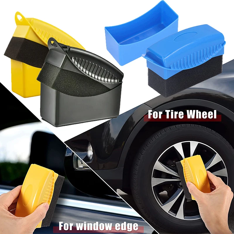 Car Wheel Polishing Waxing Sponge Brush With Cover ABS Washing Cleaning Tire Contour Dressing Applicator Pads Detail Accessories