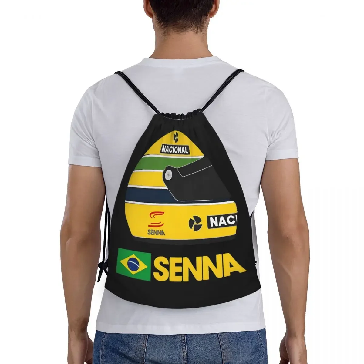 Ayrton Senna Racing Cars Drawstring Bags Sports Backpack Gym Sackpack String Bag for Yoga