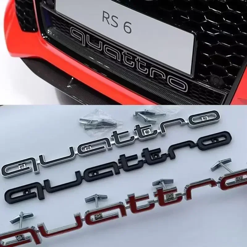 3D ABS Quattro emblem Car Front Grille Badge for Audi Quattro A3 A4 A5 A6 A6L A7 A8 Q3 Q5 S3 S4 S5 RS3 RS4 RS6 Badge Accessories