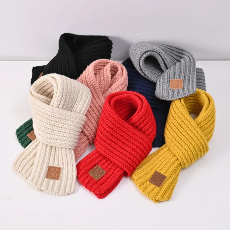 New Children Winter Autumn Knitted Scarf Keep Warm Solid Candy Colors Baby Girls Boys Kids Neck Gaiter