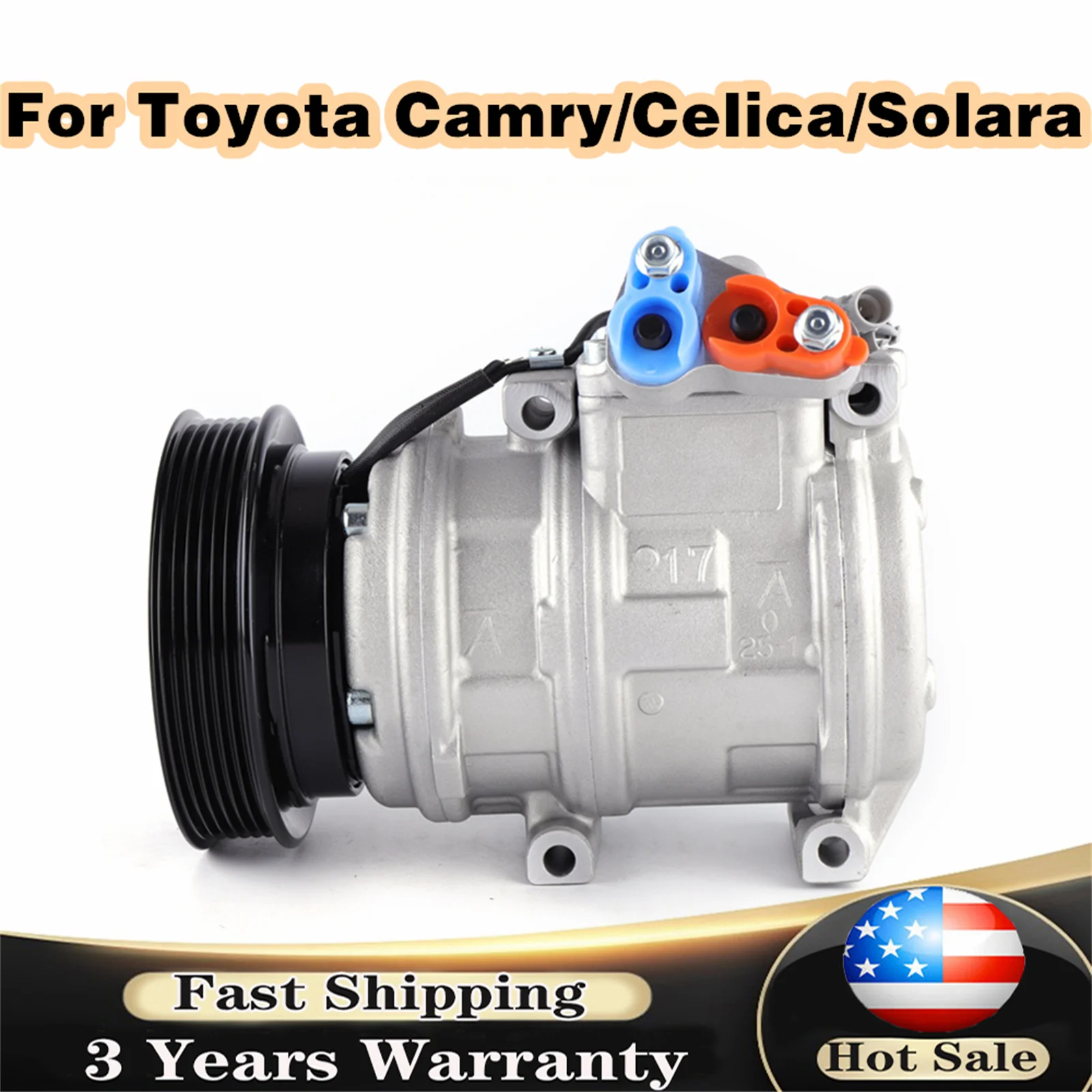 A/C Compressor W/ Clutch CO 10624GLC fit for Toyota Camry 1987-1991/ Celica 1988-1999/ Solara 1999-2001