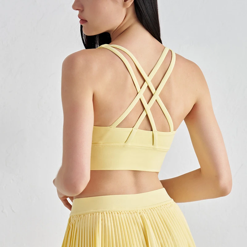 

TRY TO BN Women Bra Yoga Sports Bralette Nylon Breathable Fitness Top Underwear Cross Sexy Back Anti-Shake Gym Female Bras