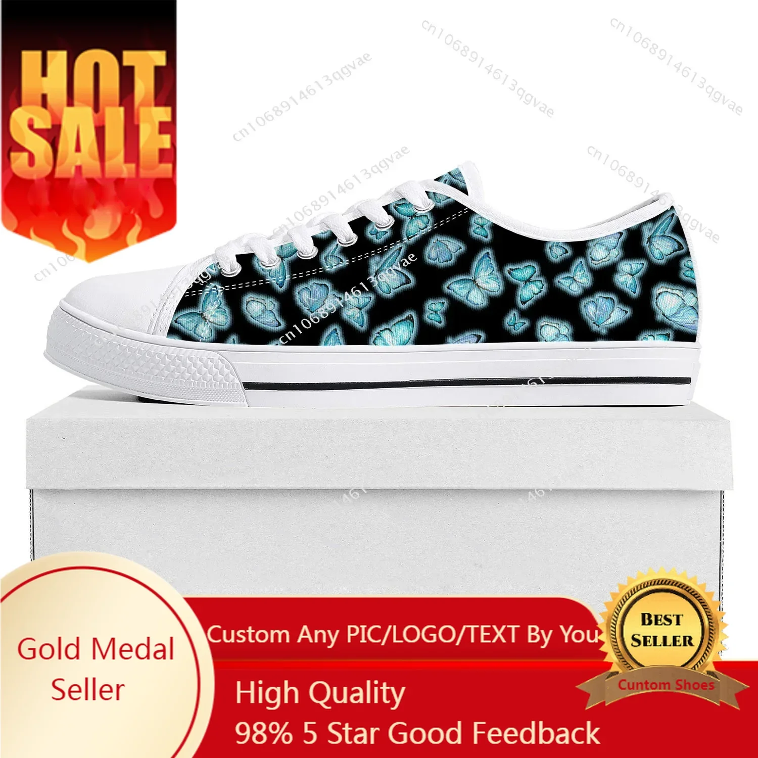 

Butterfly Prints Low Top High Quality Sneakers Mens Womens Teenager Tailor-made Shoe Canvas Sneaker Casual Couple Shoes White