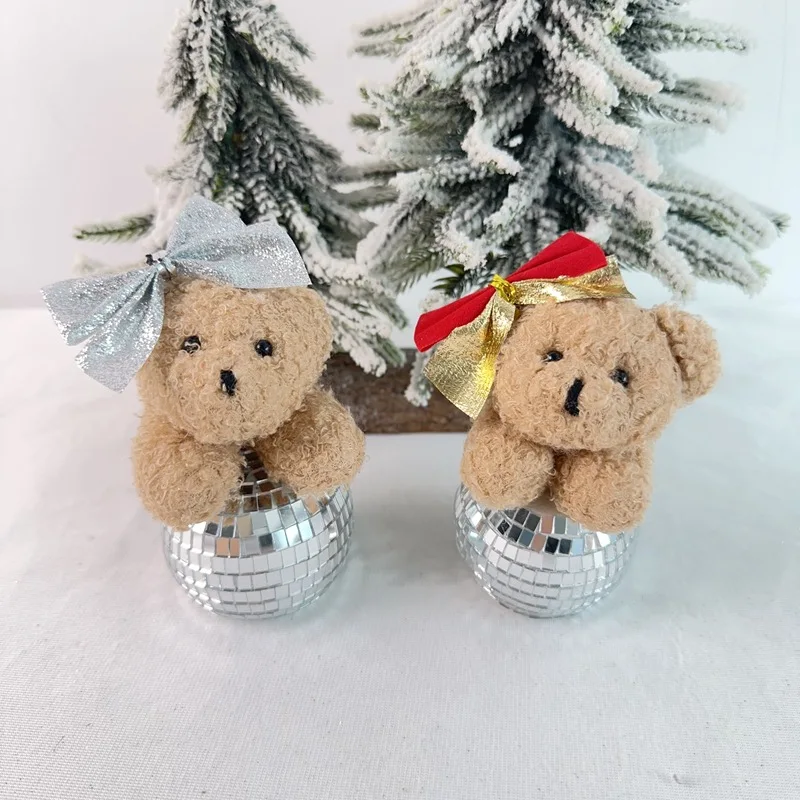 

Disco Ball Bear Christams Ornaments Desk Tree Decoration Mini Cute Mirror Disco Ball Party Wedding Christmas Birthday Supplies
