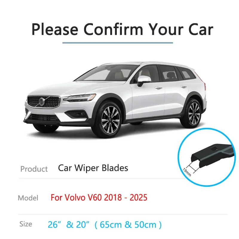 For Volvo V60 2018 2019 2020 2021 2022 2023 2024 2025 Front Rear Wiper Brushes Windows Windshield Cleaning Auto Car Accessories