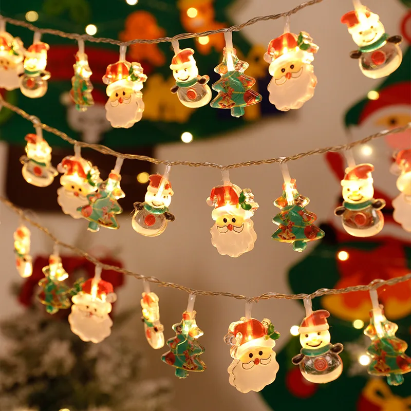 2024 Christmas Lights String Santa Claus Snowman Battery-operated Garland LED Christmas Decorative Light Party New Year\'s Decor