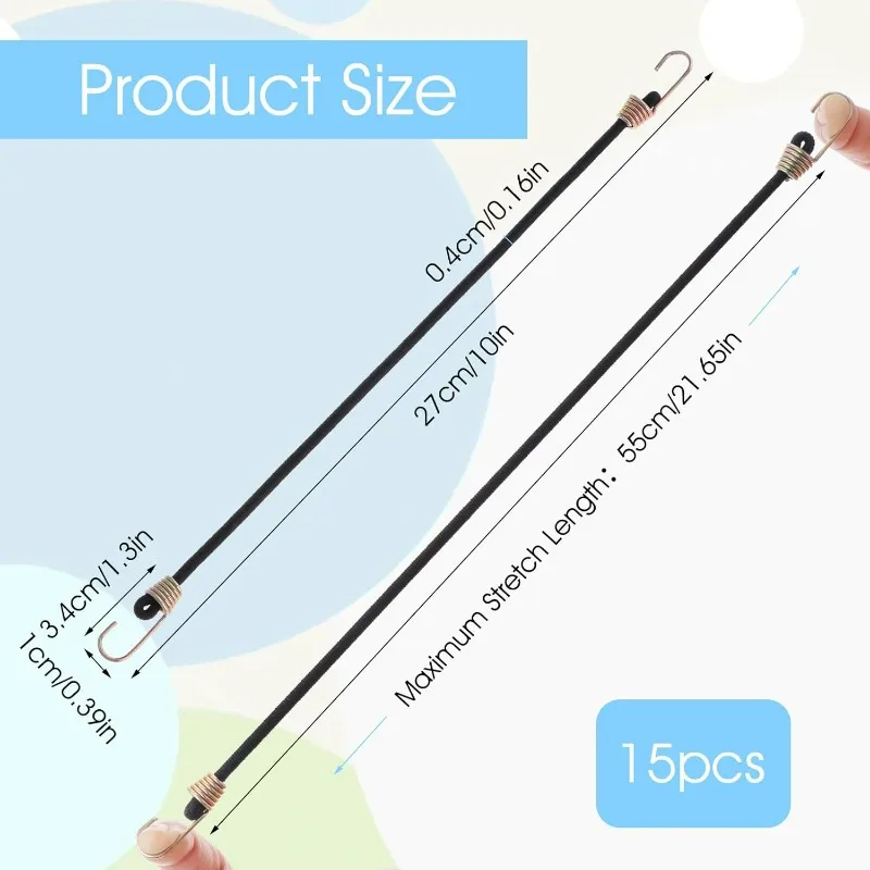 10 قطعة أسود الثقيلة مطاطا بنجي الحبال 25 سنتيمتر الأمتعة التعبئة مع حلقة تسلق الأمتعة الحبل الحبال التخييم اكسسوارات