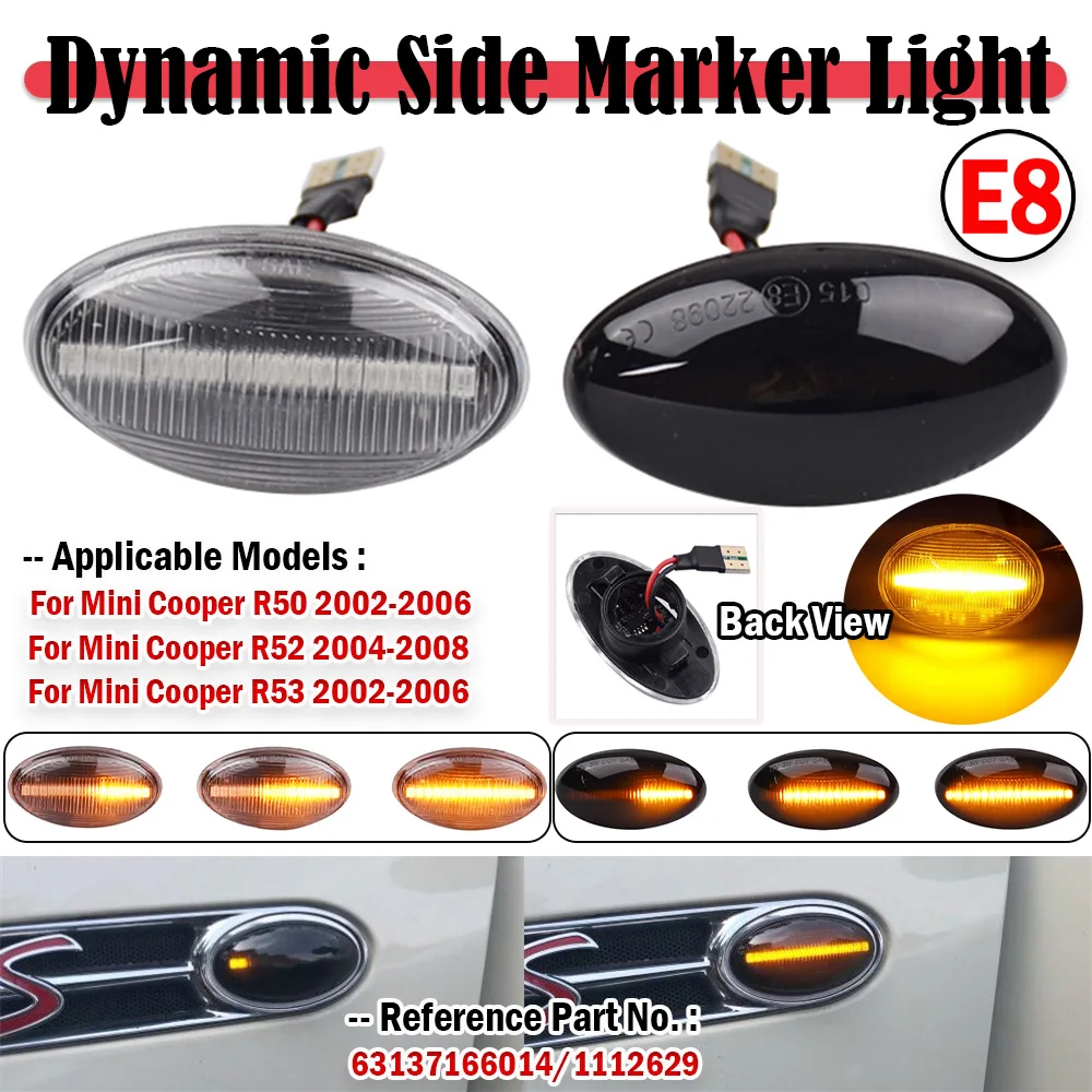 2x Dynamic LED Side Marker Light Flowing Side Repeater Lamp Error Free Panel Lamp For BMW for MINI Cooper R50 R52 R53 2002-2008