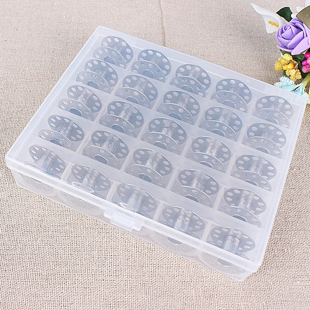 

3Pcs Sewing Machine Bobbin Organizer 25-Cavity Bobbins Storage Box Clear Craft Container with Locking Lid Portable Design