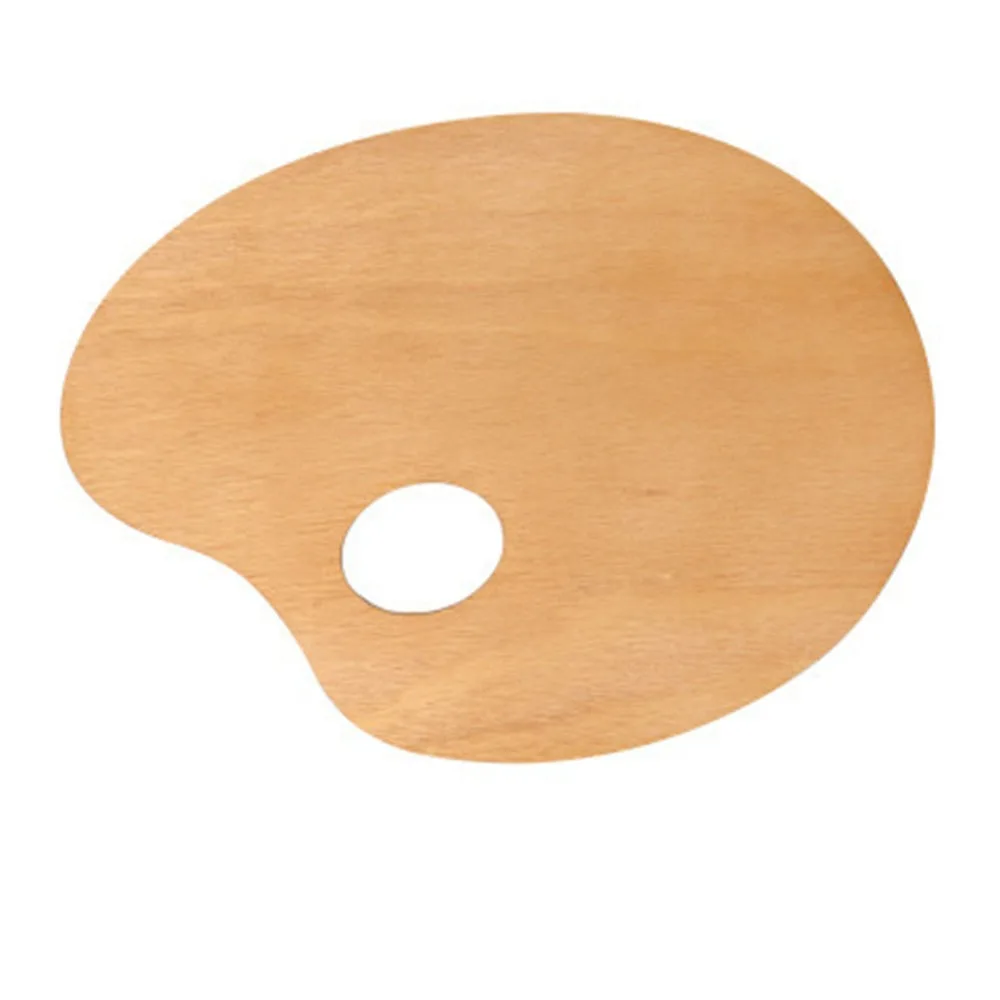 Container Painting Color Oil Paint Palette Wooden 4 Size Color Mixing Board Oval/Square Thumb Holder Artist Paint Tray Kids
