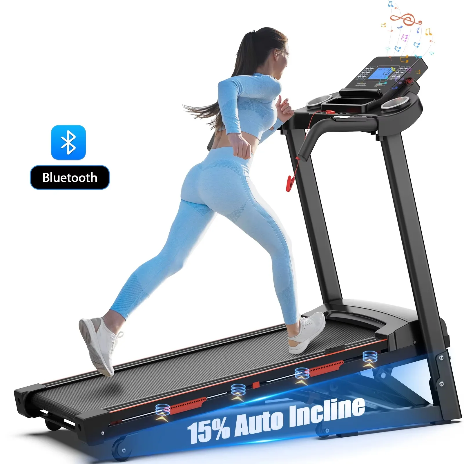 Hot selling foldable electric treadmill with LCD screen, professional cardio fitness equipment for home and commercial gym