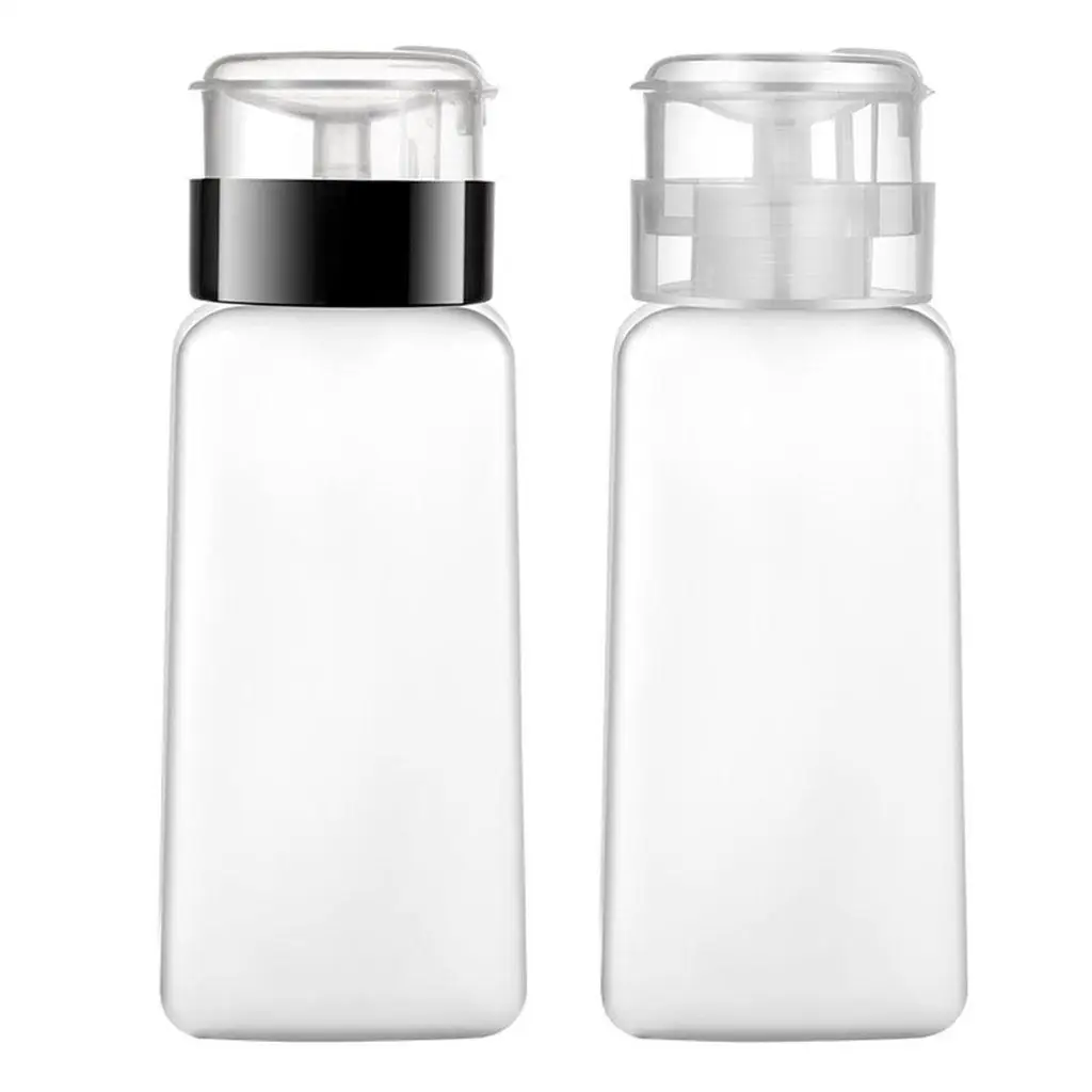 Transparent Press Bottle Empty Remover Pump Container Large Opening Easy Fill for Nail Cleanser Cotton Pads Swabs