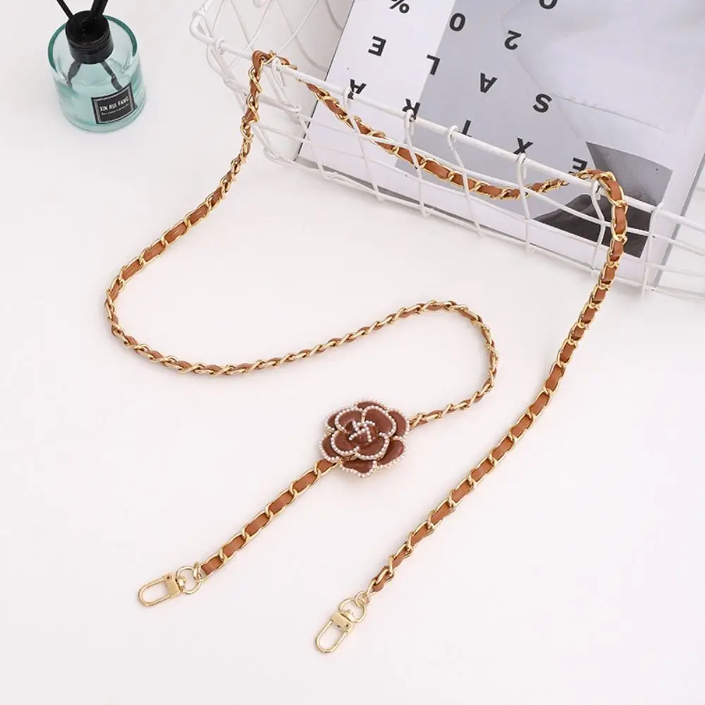 

Bag Chain Anti-lost Crossbody Phone Chain Camellia Leather Phone Case Hanging Luxury Metal Phone Neck Straps Girl Ladies