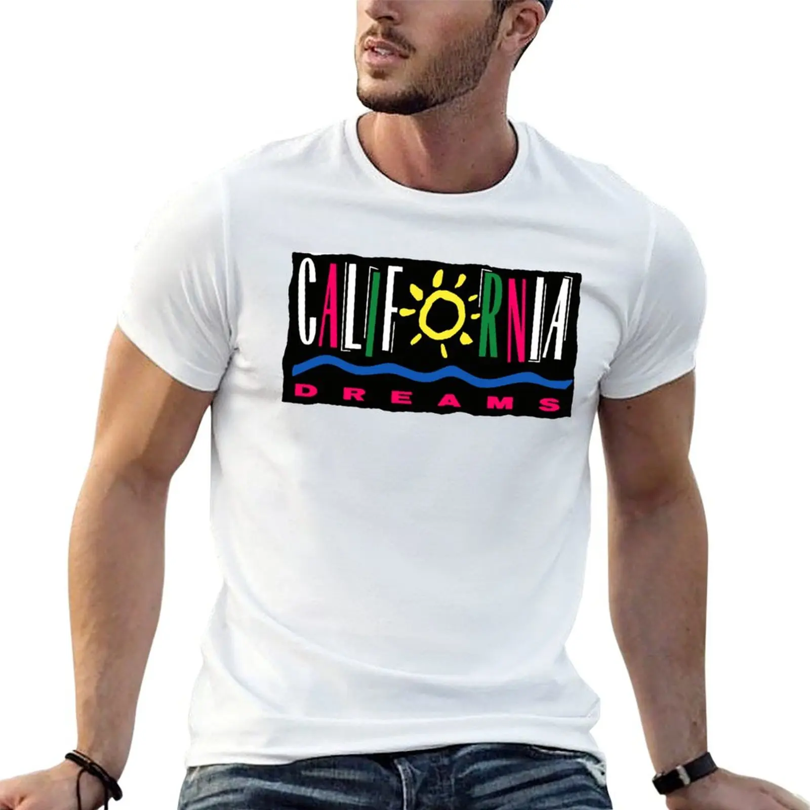 

mens TCC Channel TV print T-Shirt t Iconic California graphic 4 NBC shirt custom Show - Dreams t - shirts 90s