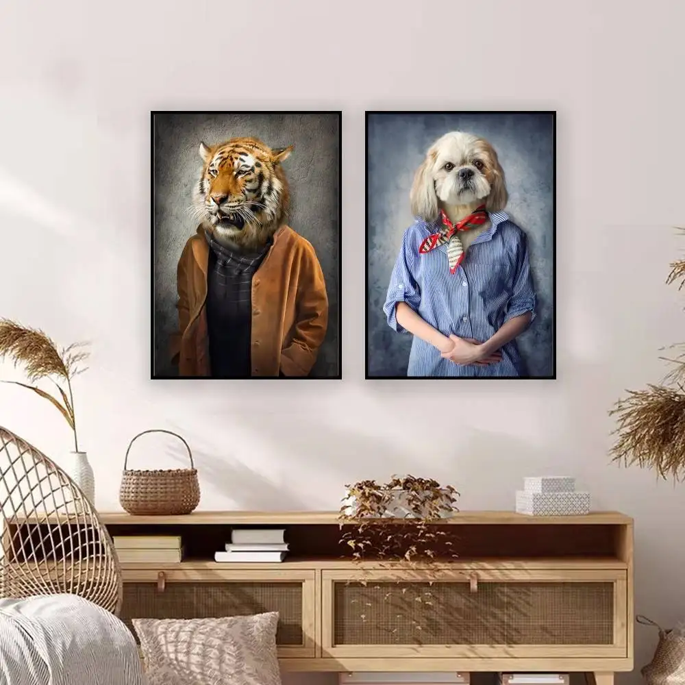 النمط الأوروبي زيبرا رئيس وجسم الإنسان فرملس الملصقات والمطبوعات الرجعية جدار الفن الحيوانات صور لديكور غرفة المعيشة المنزلي