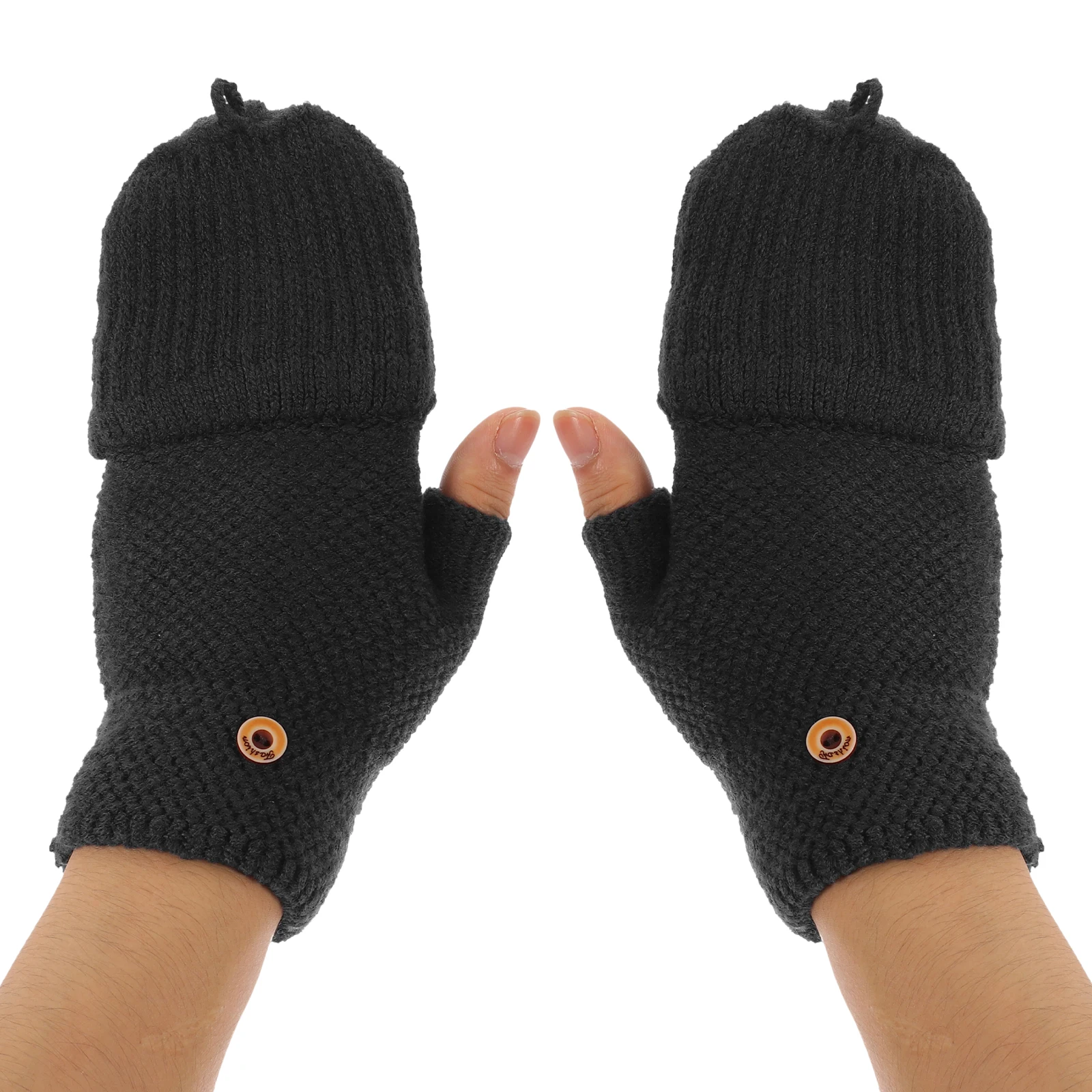 

Fingerless Gloves Women Mittens Flap Black Warm Acrylic Fingerless Mittens For Women With Flap Cashmere Convertible Touchscreen