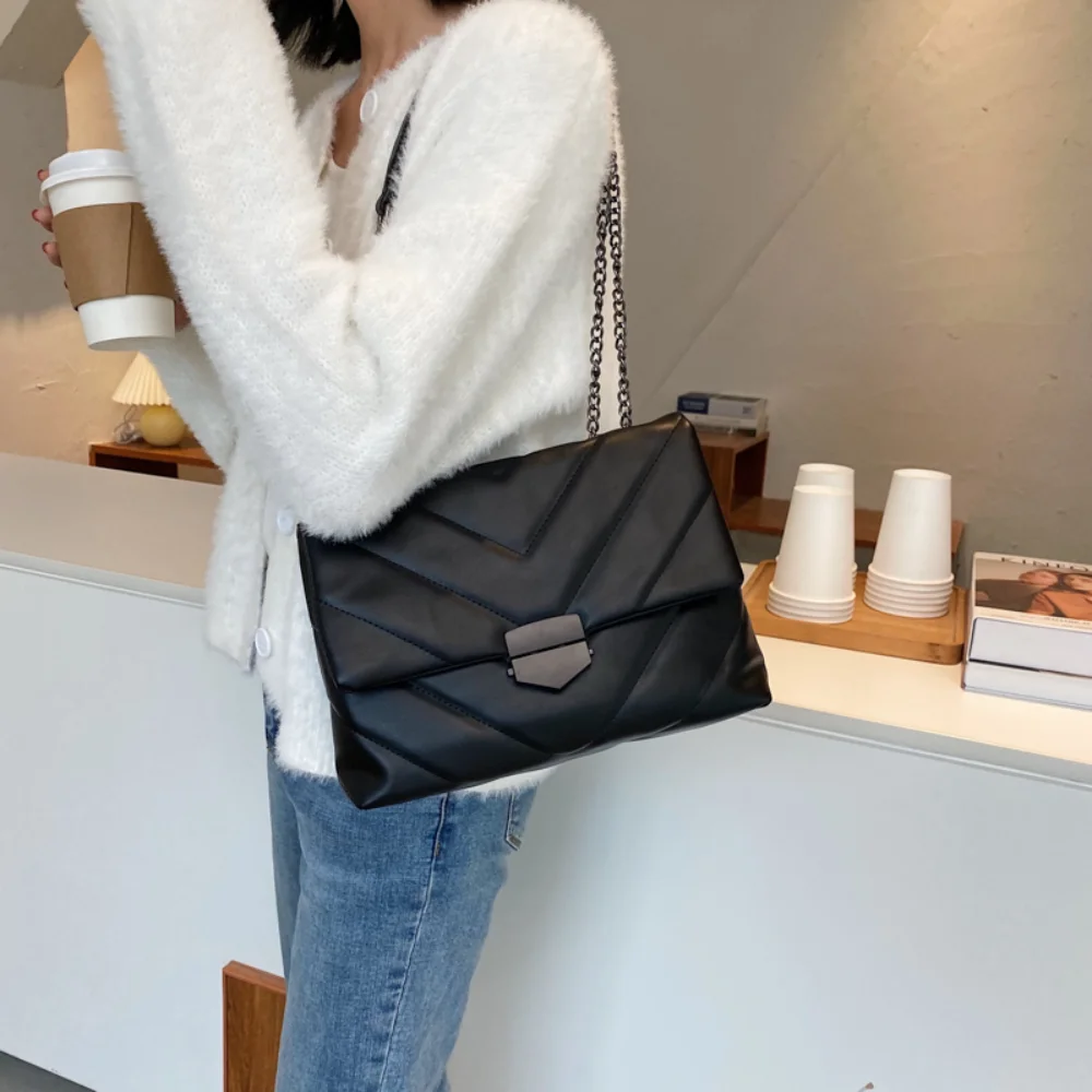 New Casual Chain Crossbody Bags For Women Fashion 2023 Girl Simple Flap Shoulder Bag Ladies Designer Handbags PU Leather