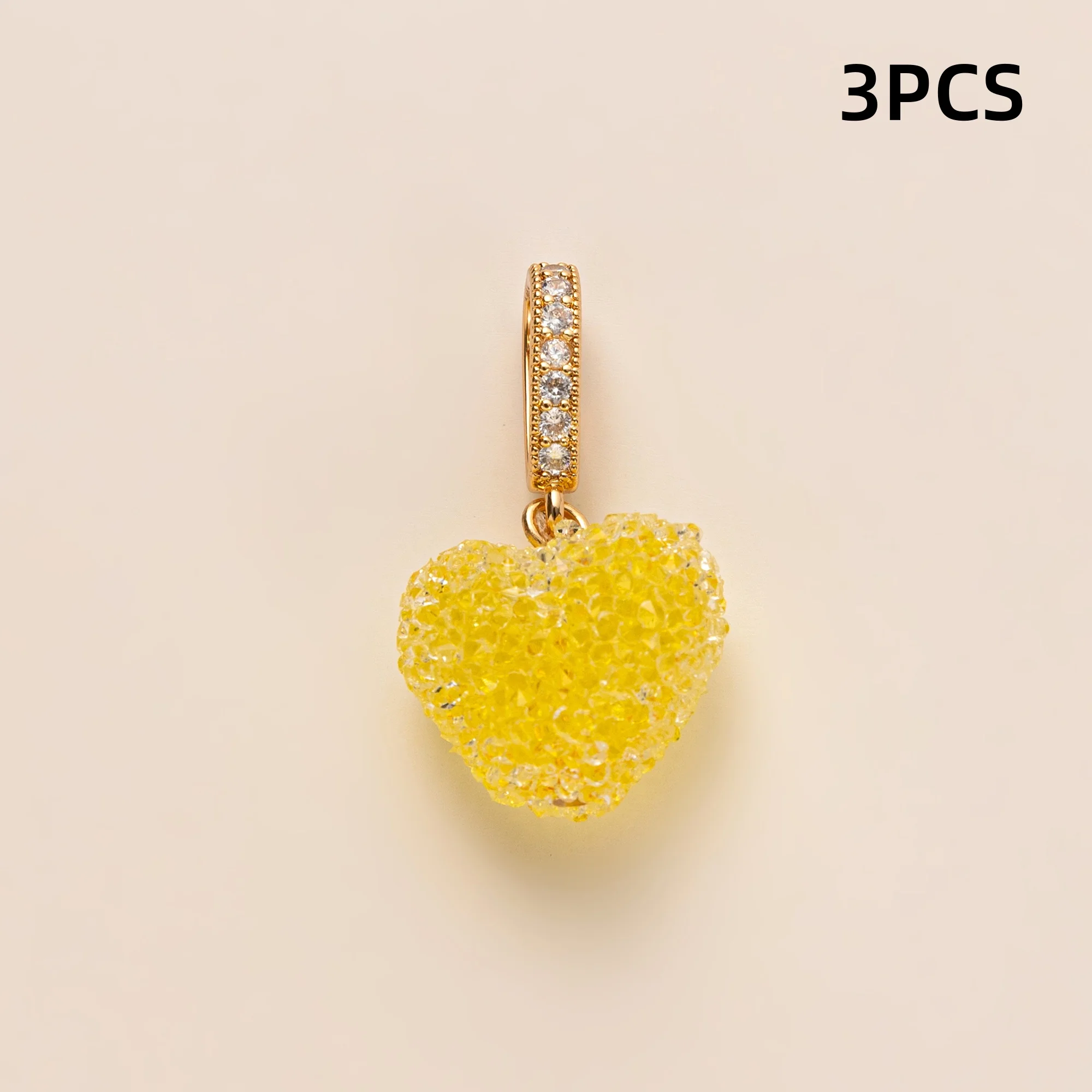 3 Stück Dopamin-Anhänger im modischen, farbenfrohen Apfel-Herz-Design zum Selbermachen für Schmuck. – Detail 4