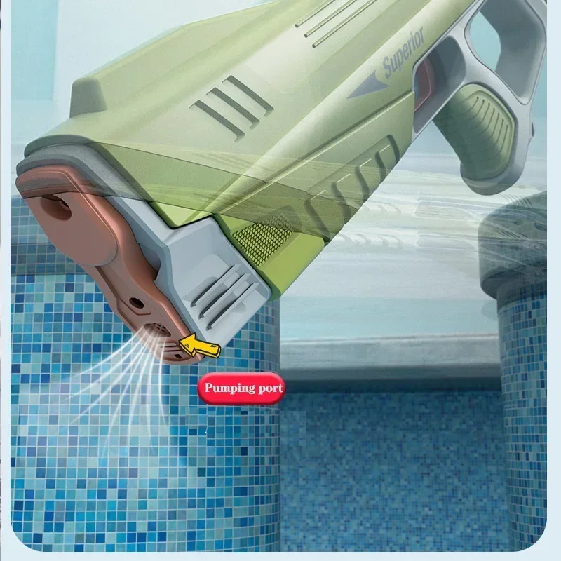 Pistola de almacenamiento de agua automática eléctrica completa, juguetes portátiles para niños, playa de verano, lucha al aire libre, juguetes de fantasía para niños, juego para niños de 43cm