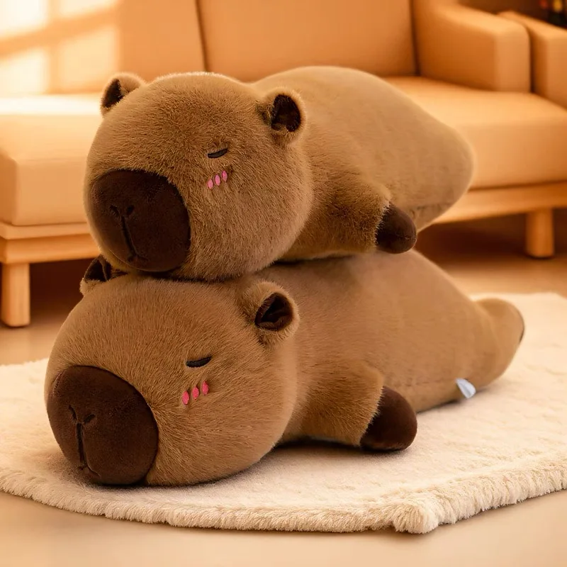 Kawaii كابيبارا ألعاب من نسيج مخملي محشوة كابيبارا رقيق دمية طويلة النوم مخدة ناعمة وسادة أريكة قيلولة النوم لعب للمدرسة عيد الميلاد