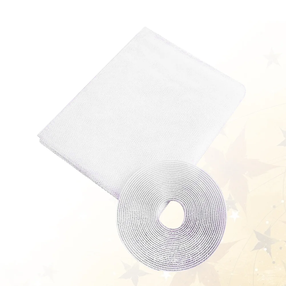 

1 Sheet Mesh Net and Roll Hook and Loop Stripe Adhesive Mosquito Window Screen Netting Mesh Curtain for Insect Fly