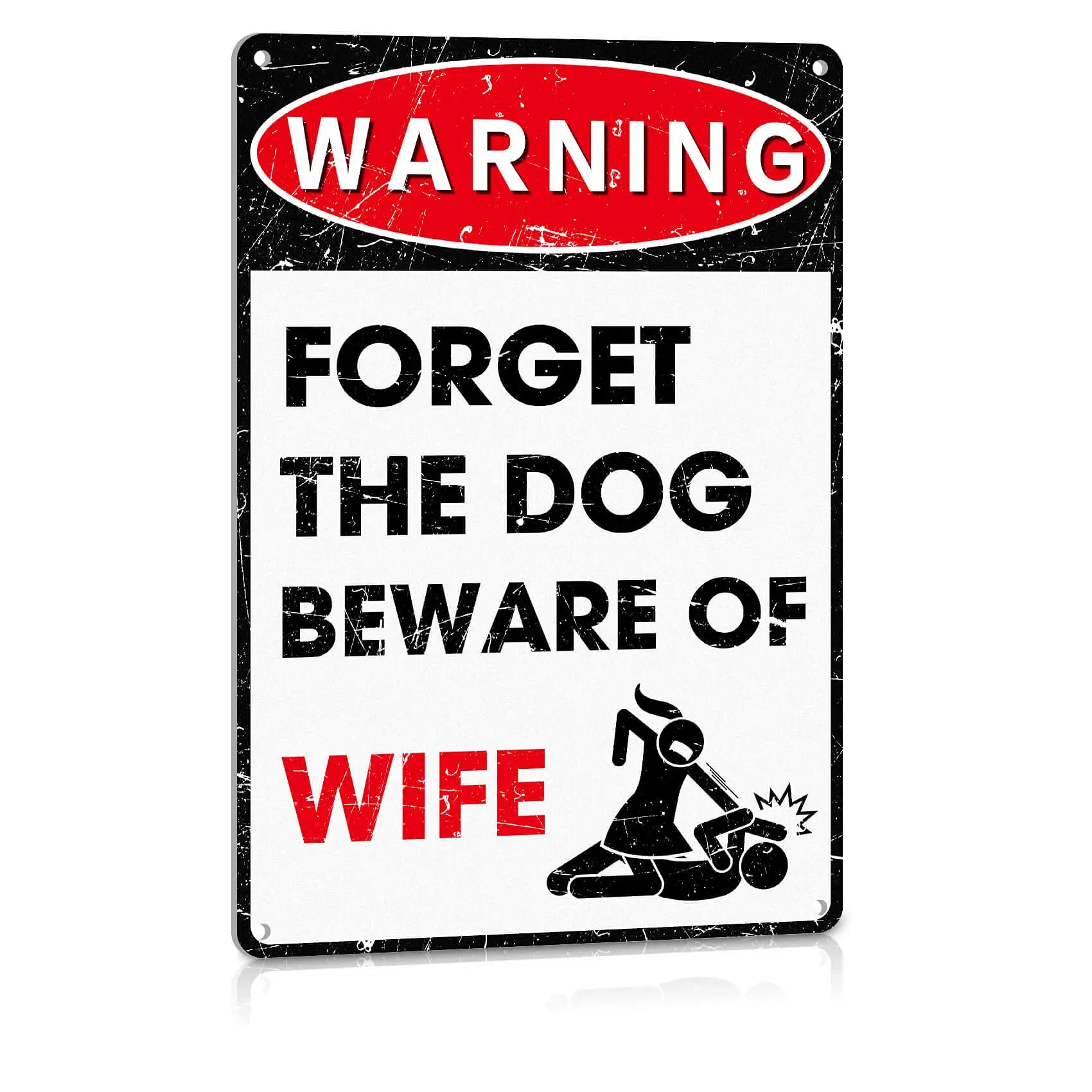 Man Cave Decor Funny Metal Signs Bar Pub Office Garage Wall Decorations - Forget The Dog Beware of Wife 12