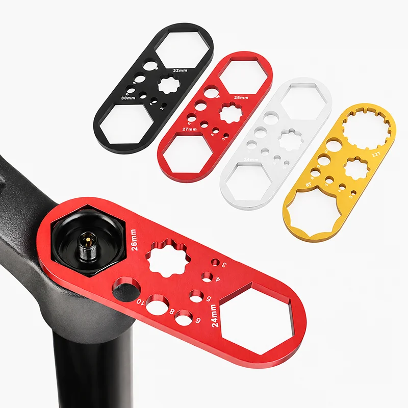Bicycle Multi-Function Repair Wrench Aluminum Alloy Fork Top Cap Tool 8T-12T 24-32mm MTB Bike Maintenance Tool