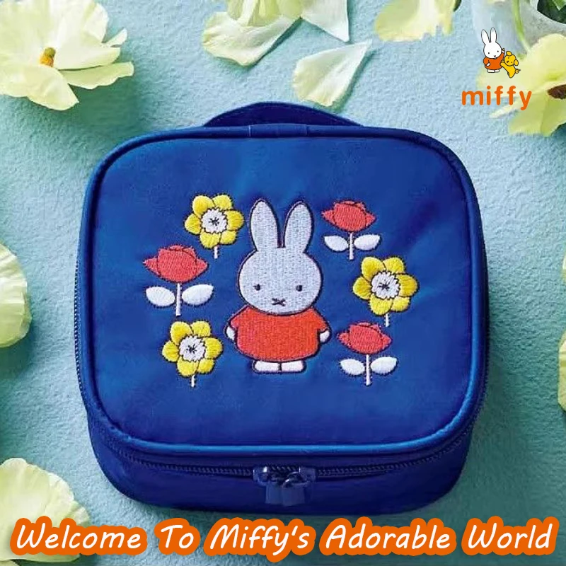 

Kawaii Miffy Cosmetic Bag Cartoon Portable with Makeup Mirror Handbag High Quality Cosmetic Storage Bags Anime Accessories Gifts