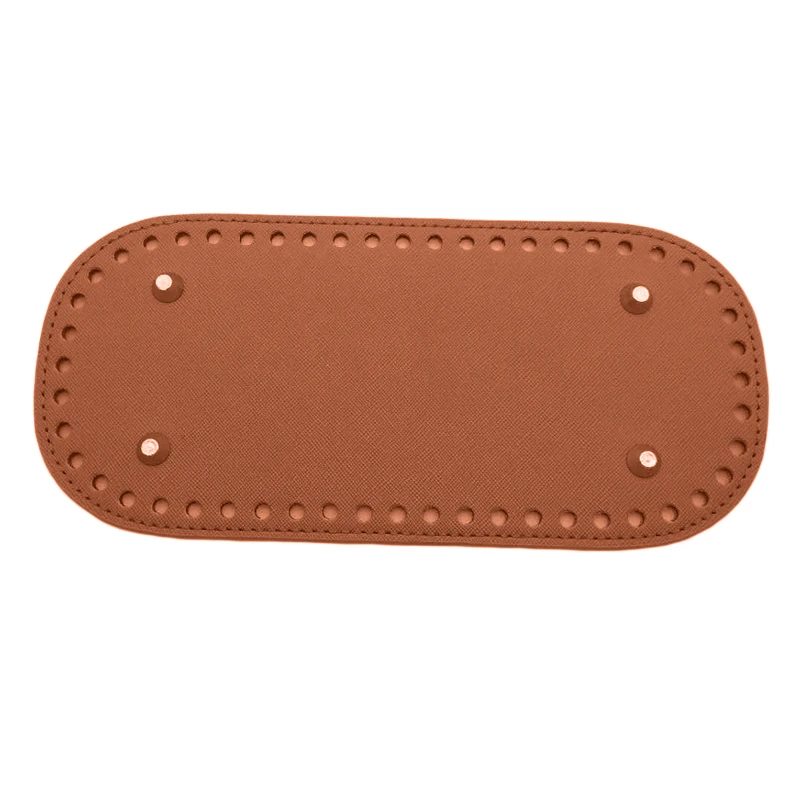 Solid Color PU Leather Bag Bottom Pad, Oval Long Base DIY Crochet Knitted Bag Accessory 22*10cm