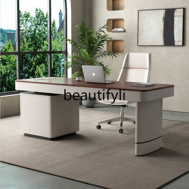 2003Solid wood desk light luxury designer office study high-end boss table computer desk - view 3