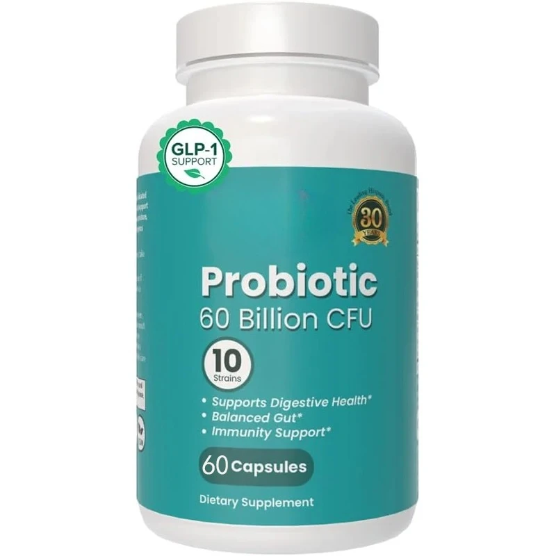 10 Strains+prebiotics - Supports Digestion And Intestinal - Vegan, Non Gmo, Gluten Free, 60 Capsules