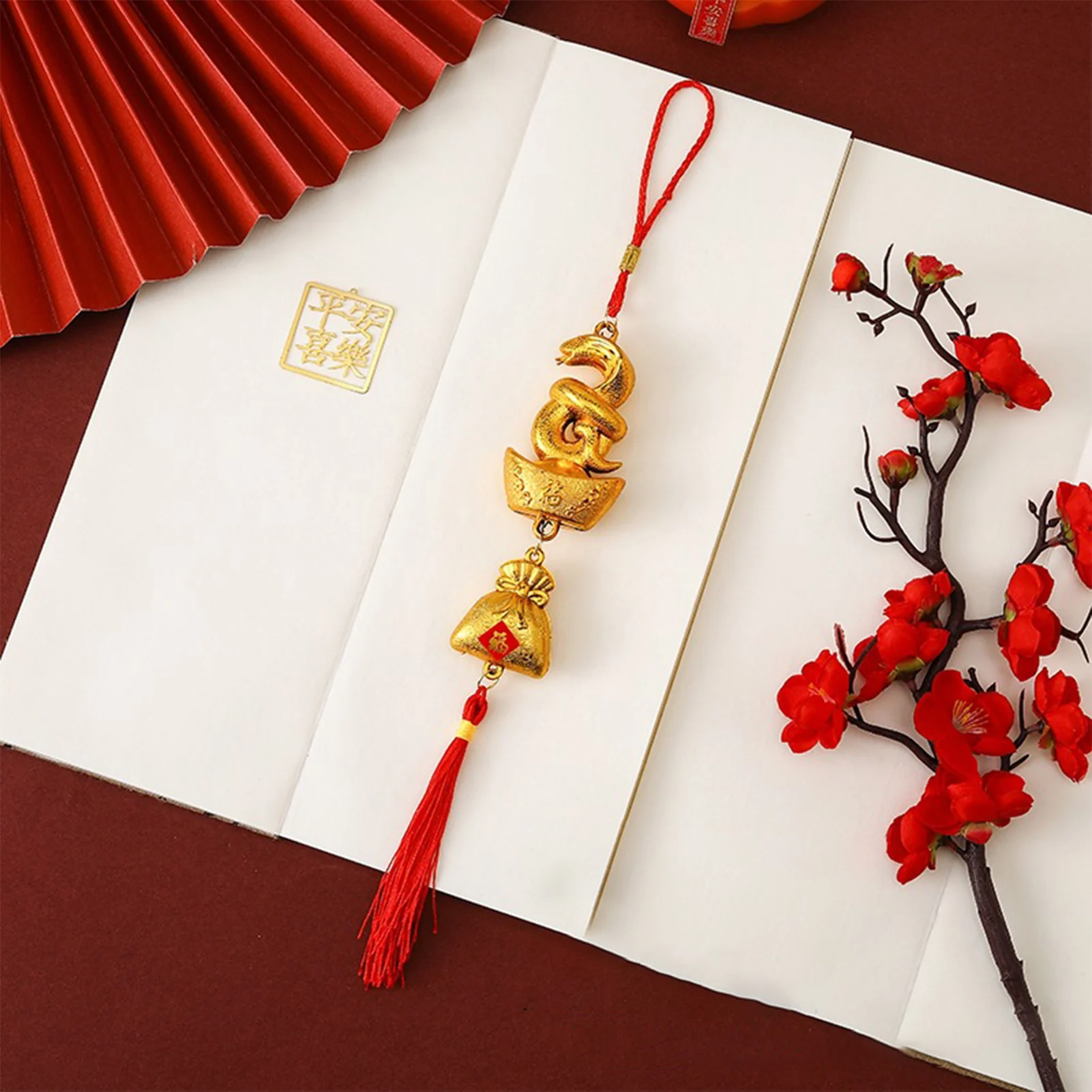 Chinese New Year Snake Decorations Lucky Charm Feng Shui Tassel Hanging Ornament for New Year Home Health Wealth