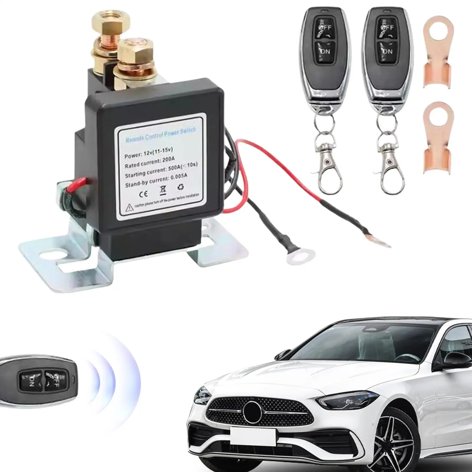 

Беспроводной пульт дистанционного управления, реле батареи, ручка дистанционного отключения батареи, кнопка включения/выключения питания автомобиля, защита от кражи