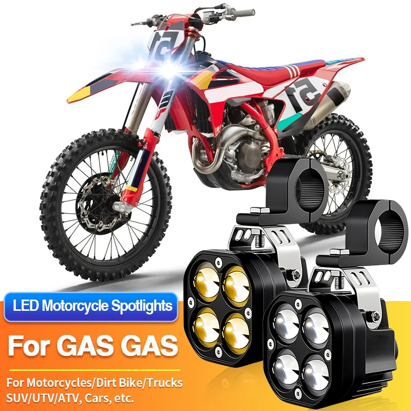 1 Set Universal Motorcycles Headlight LED Fog Light Dual Color Spotlights for GAS GAS EX350 F/EX450 F/MC-E 3/MC-E 5/MC50/MC65