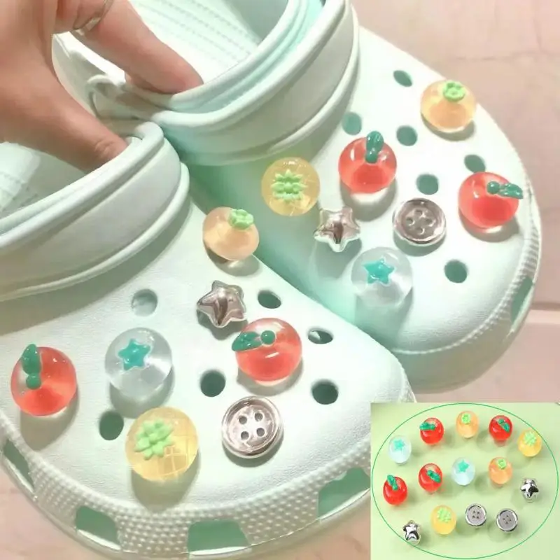 

2/14pcs Shoes Charms Removable Cute Transparent Tomatoes Shoe Accessories For Girls Summer Shoes DIY Hole