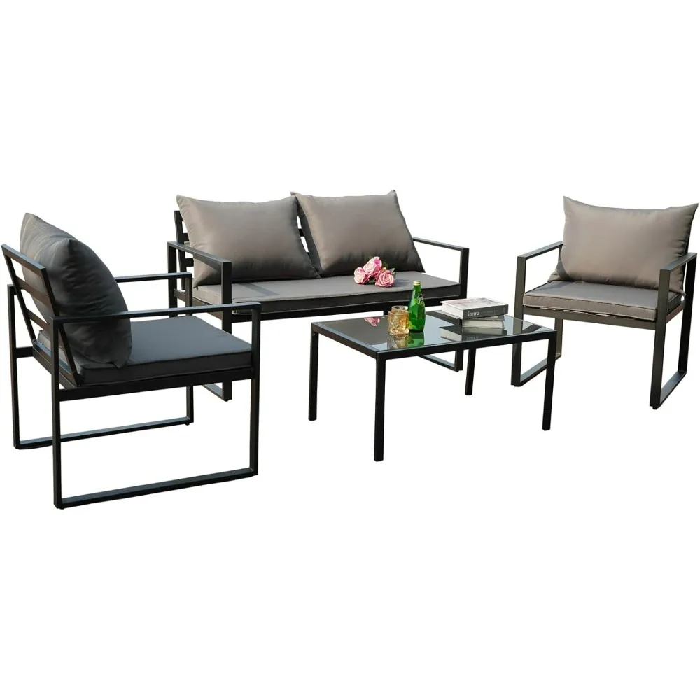 

Patio Furniture Set,Metal Outdoor Chairs Sets of 4,Garden Porch Balcony Furniture Set,Patio Conversation Furnitures Sets