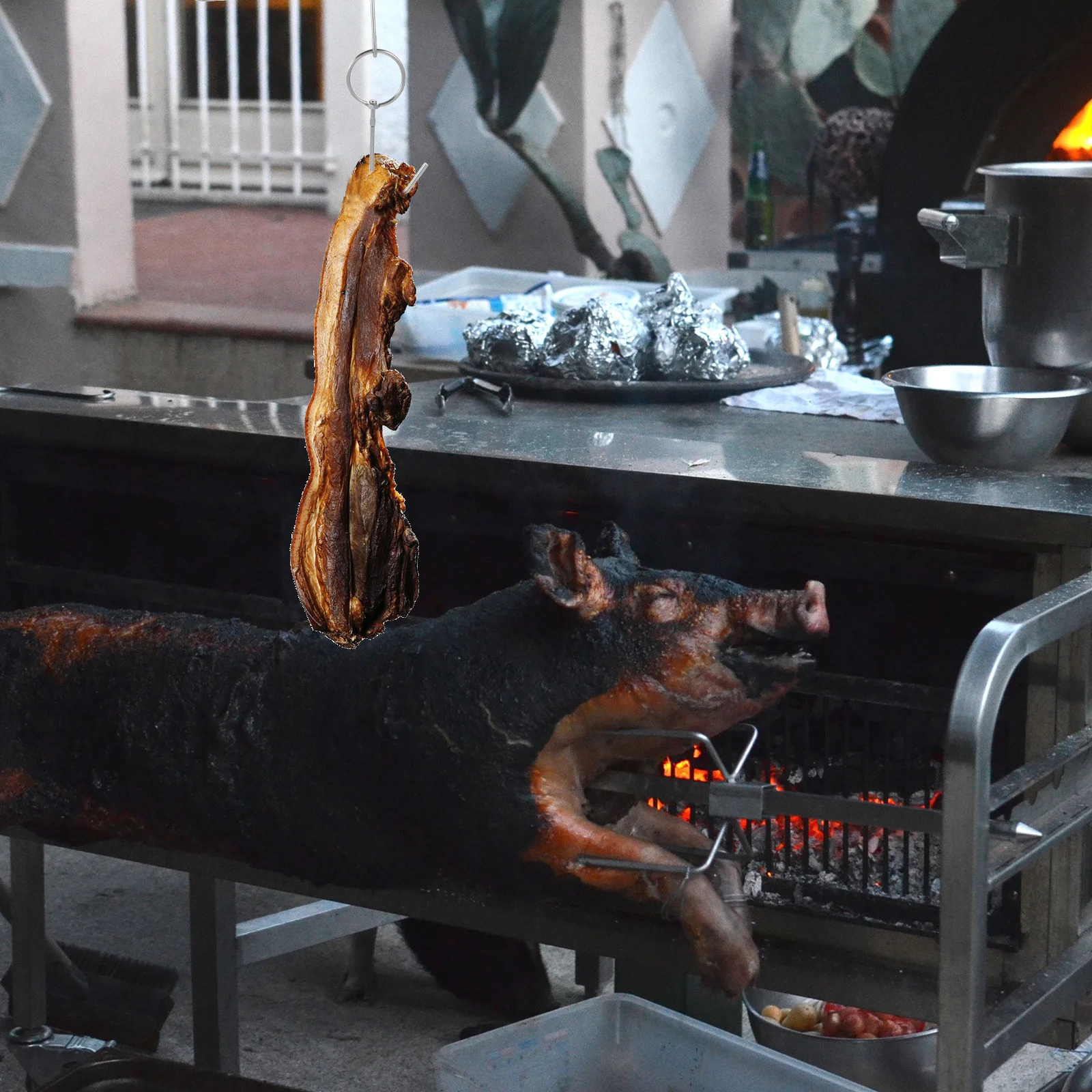 

2pcs Stainless Steel Hanging Hooks Wear-Resistant Bacon Ham Hooks For Char Roast Duck Bbq Grill Rust-Proof Meat Hangers